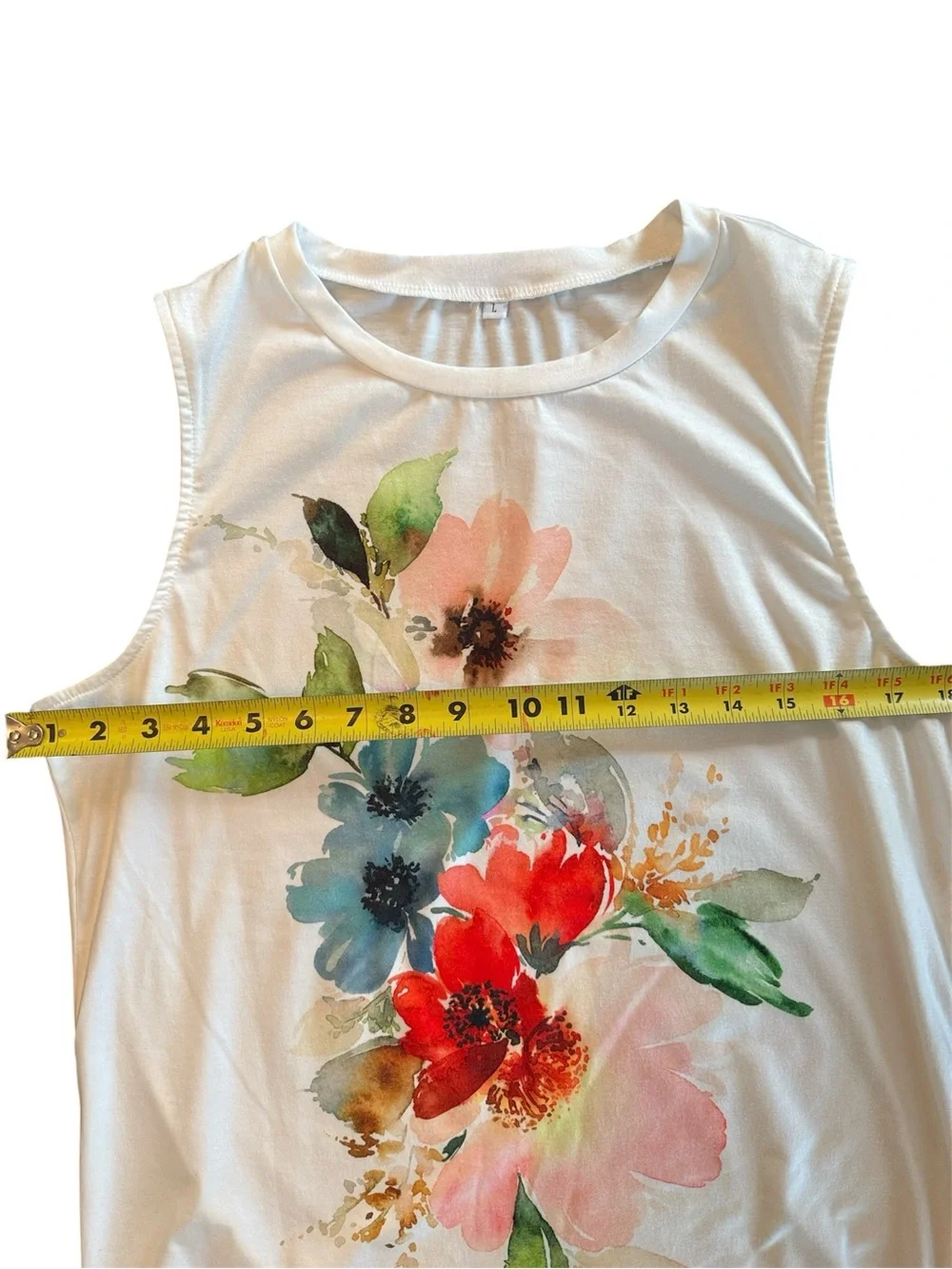 White Floral Sleeveless Tank Top - Picture 3 of 3